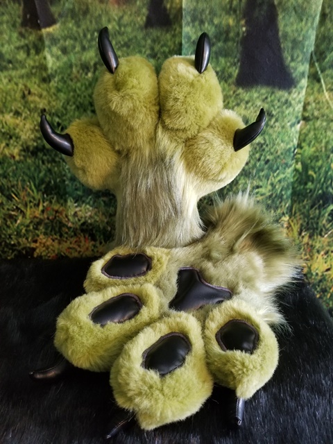 Green Puffy Hand Paws