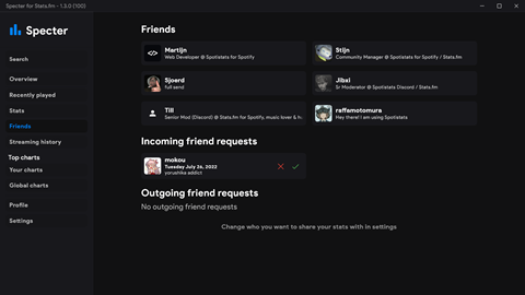 Friends page for Specter