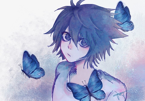 L Lawliet with butterflies