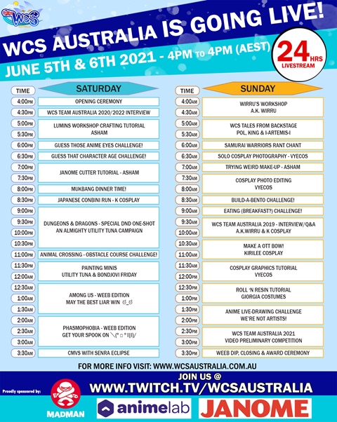 WCS Aus Live stream schedule is available!!!