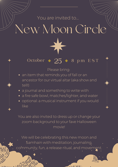 New Moon Circle: October 25, 6pm MT
