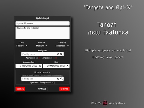 "Targets and Api-X": Target new features