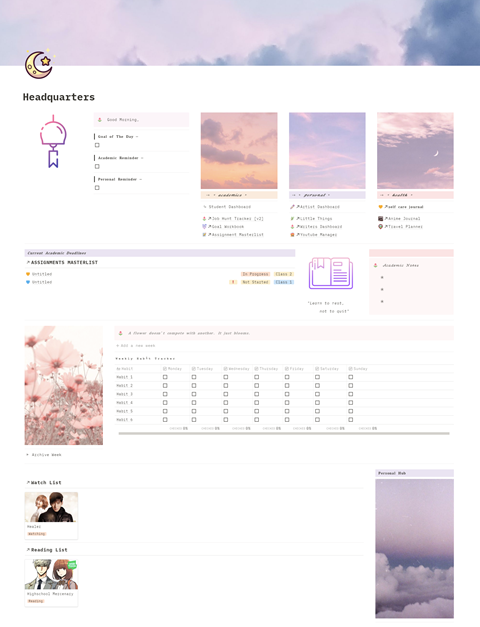 Soft Homepage w/ Habit Tracker (FREE Notion Template) - yuhna's Ko-fi ...