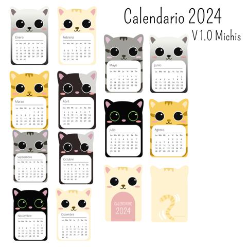 Mini calendario 2024 Gatos - Miniword.cute's Ko-fi Shop - Ko-fi ️ Where ...