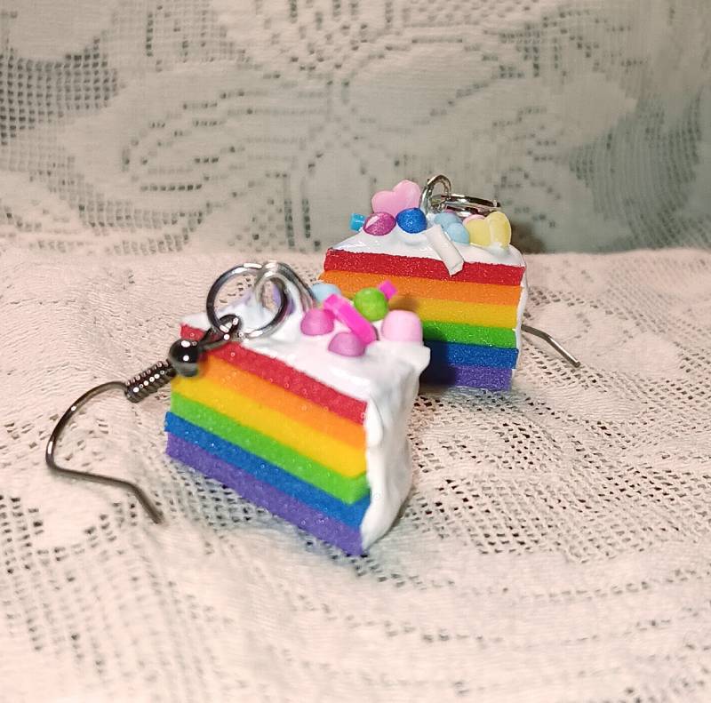 Pride cake flag earrings