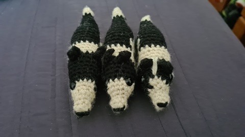 Border Collies and dinosaur crochet