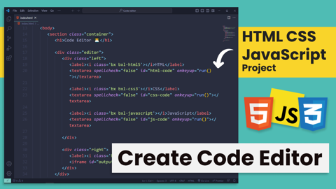 Create Live Code Editor With HTML CSS JavaScript - Tech2 Etc's Ko-fi ...