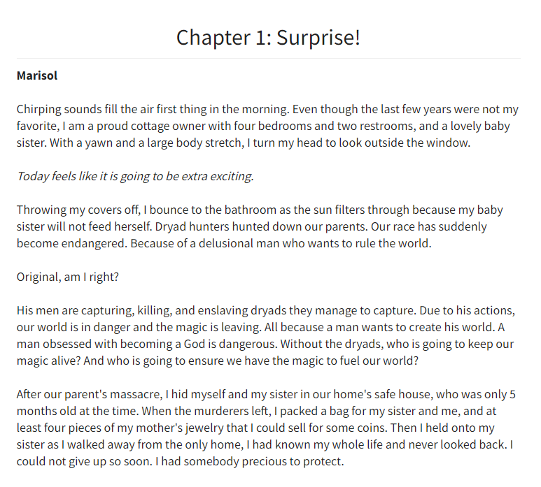 Chapter 1: Surprise! Snippet
