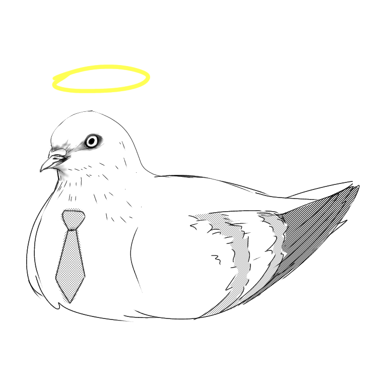 Pigeon with tie rkgk