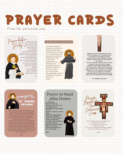 PRAYER CARDS FOR STUDENTS