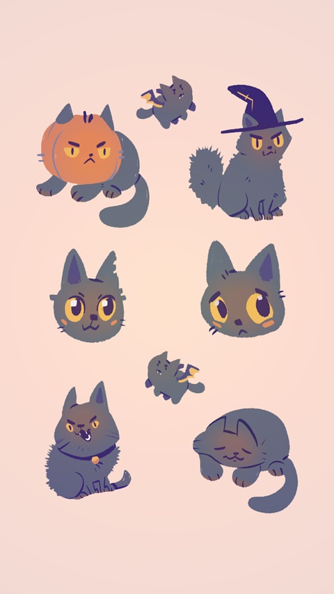 "Spooky Cats" Phone Wallpaper