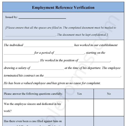 Employment Reference Verification Fillable PDF Template - Editable ...