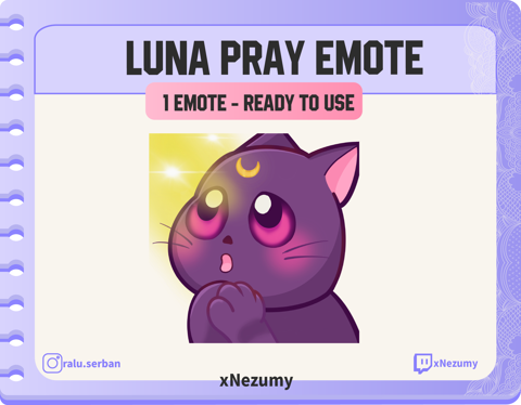 Twitch Emote| PRAY Cat Luna Sailor Moon - Anime Cute Chibi Emote ...