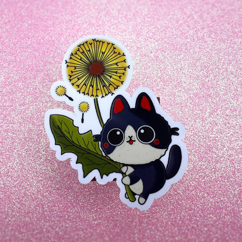 Black Kitty with Dandelion Sticker - Kitty's Ko-fi Shop - Ko-fi ️ Where ...