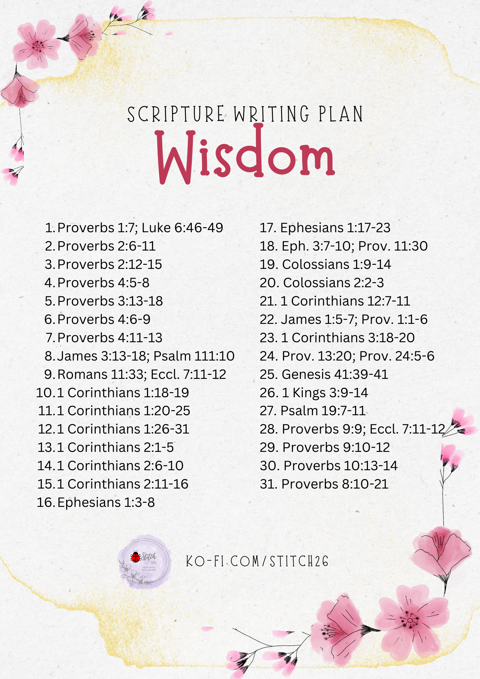 Scripture Writing Plan - Wisdom - Stitch26's Ko-fi Shop - Ko-fi ️ Where 