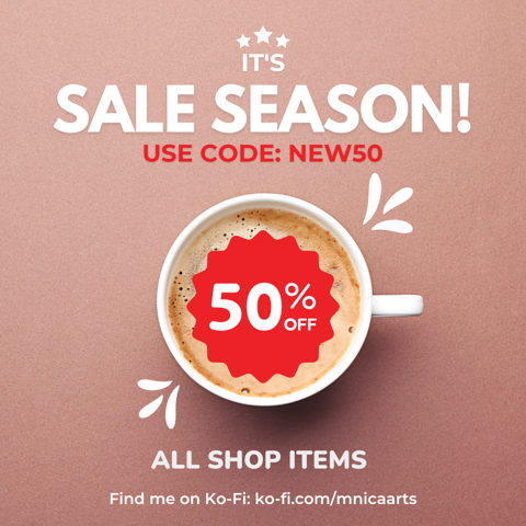 50% Sale on ALL SHOP ITEMS! Use Code: NEW 50