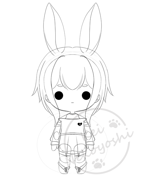 emo bunny girl live2d vtuber model sketch