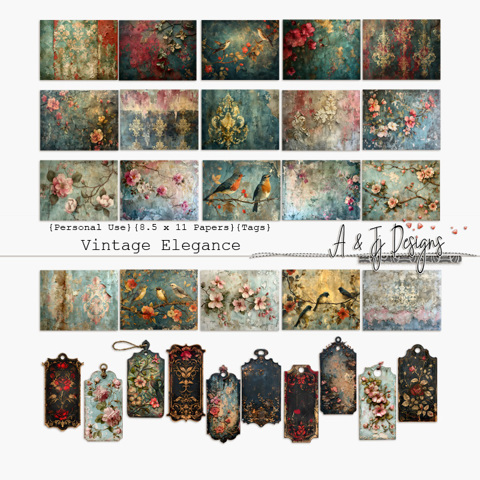 Vintage Elegance Paper and Tag Collection - Chris Parsell's Ko-fi Shop ...