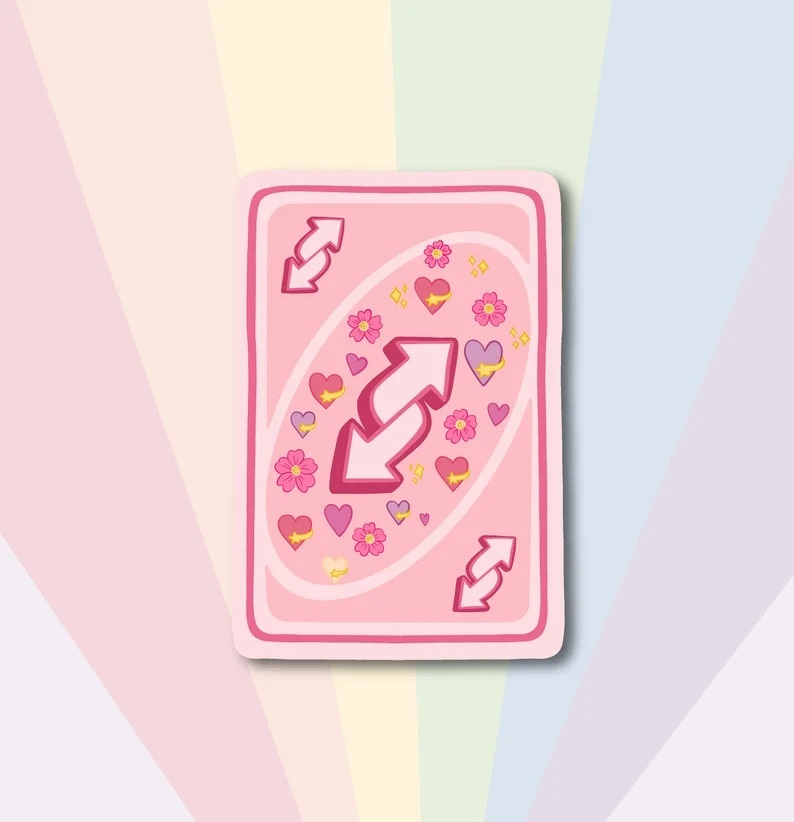 Pink Uno reverse card