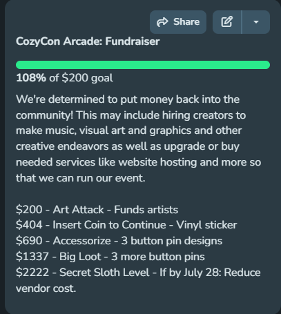 Goal Reached! Artist Support