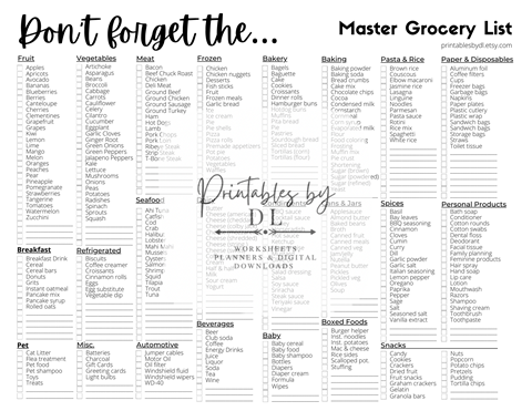 New grocery lists in the shop!