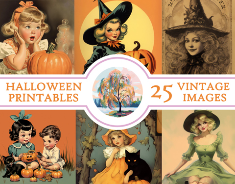 Vintage Halloween Printables - Under the Willow • Junk Journaling 's Ko ...