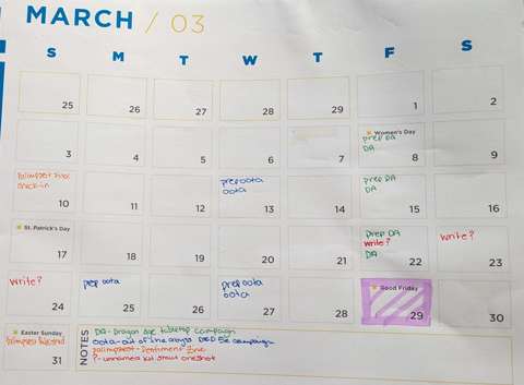 Mar 2024 Writing Schedule