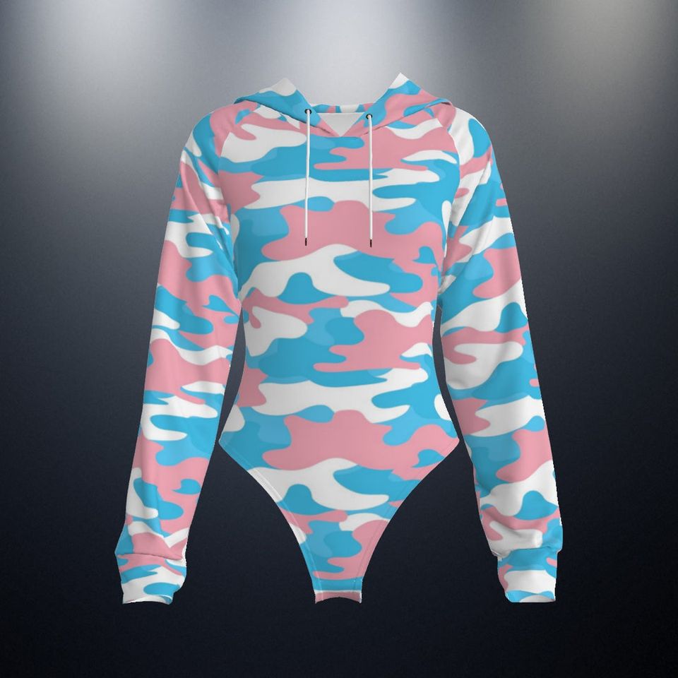 Trans Coloured Camouflage Hooded Bodysuit