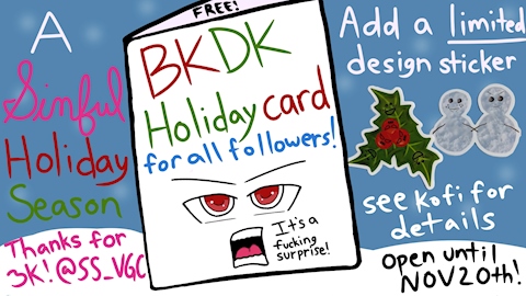 BKDK Holiday card and Holiday themed Stickers!