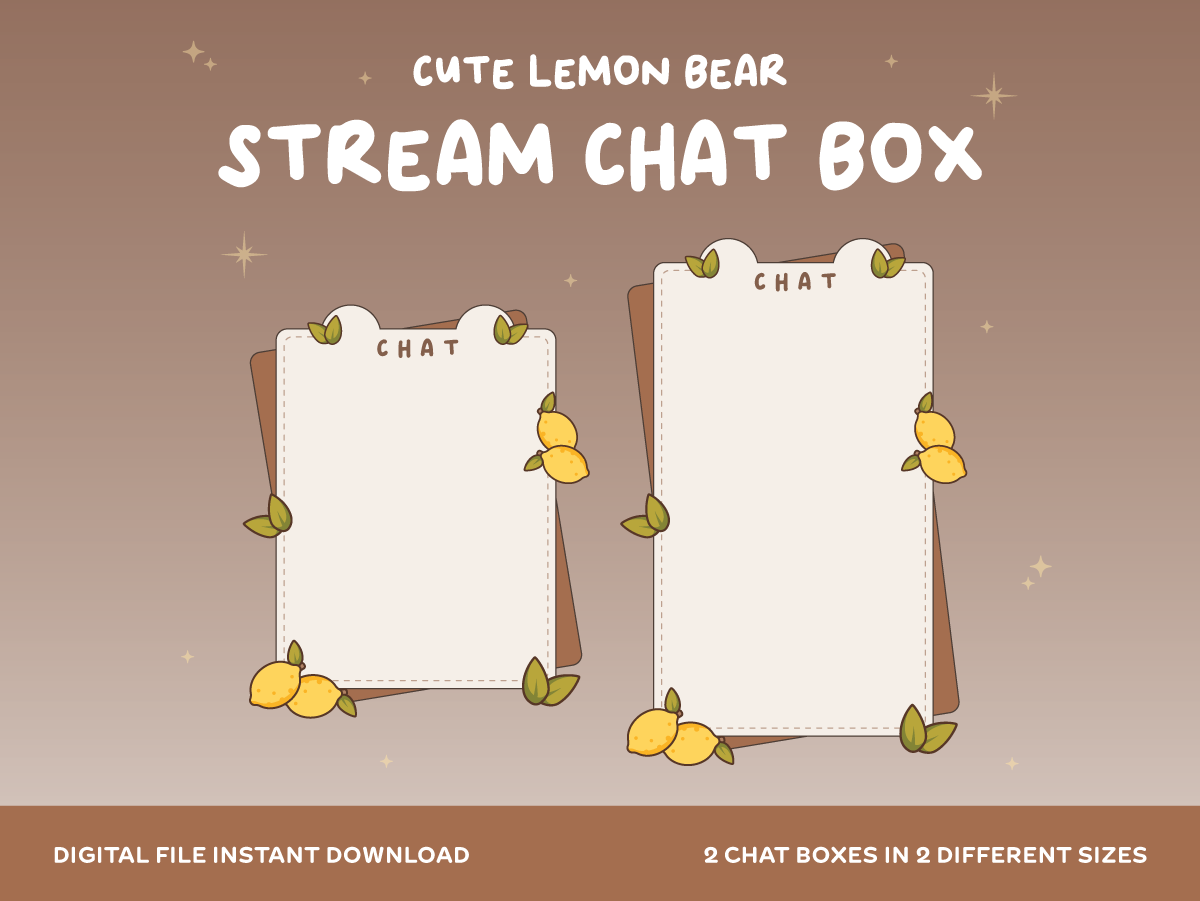 Twitch Chat Overlay Stream Chat Box | Kawaii Lemon Bear Design | Just ...