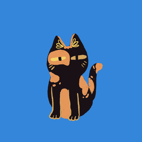 “A black cat with orange spots” for @royal_ambs