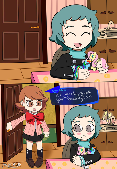 Fuuka playing with Ponies (both parts)