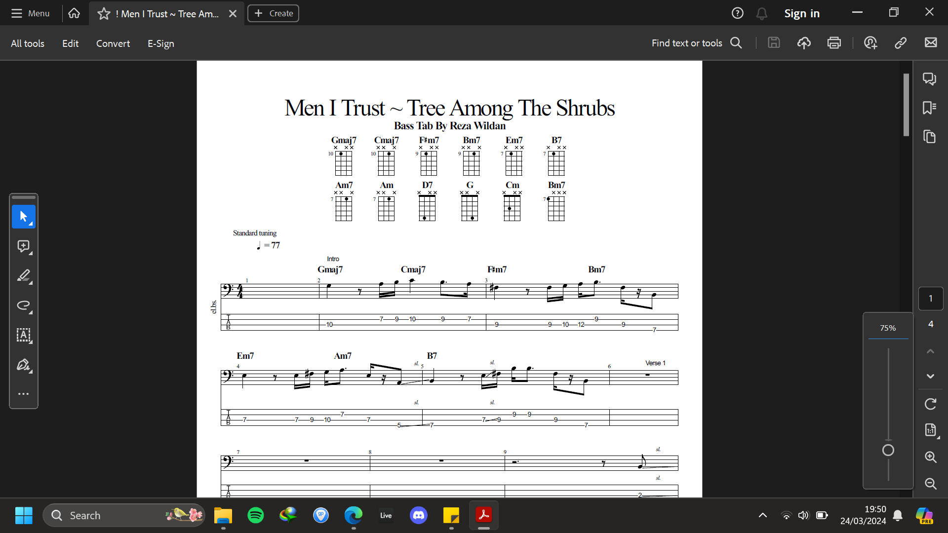 Men I Trust ~ Tree Among Shrubs (Bass Tab) - Reza Wildan's