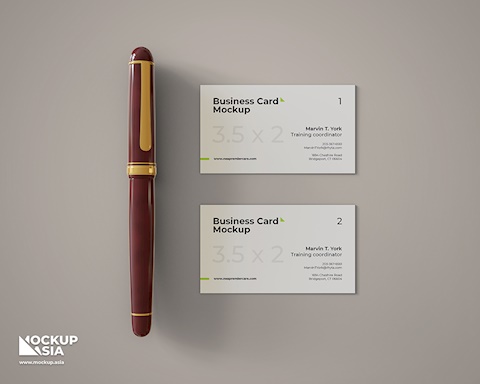 Realistic two business cards mockup
