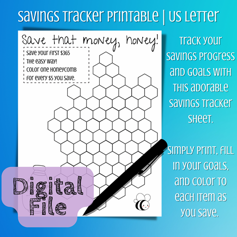 Savings Tracker Printable, Save that Money, Honey!