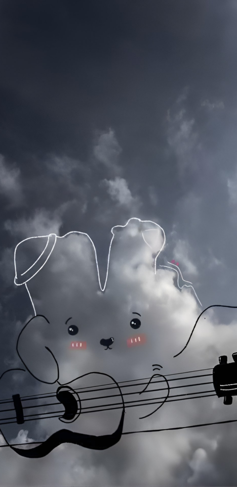 Cute Rabbit Cloud Wallpaper