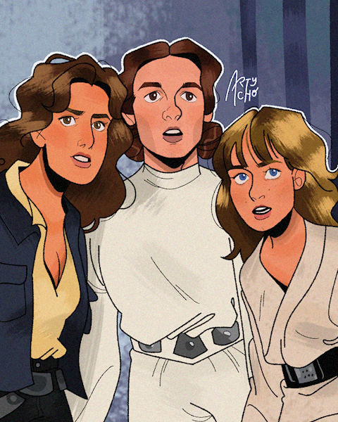 Genderbent Luke/Leia/Han