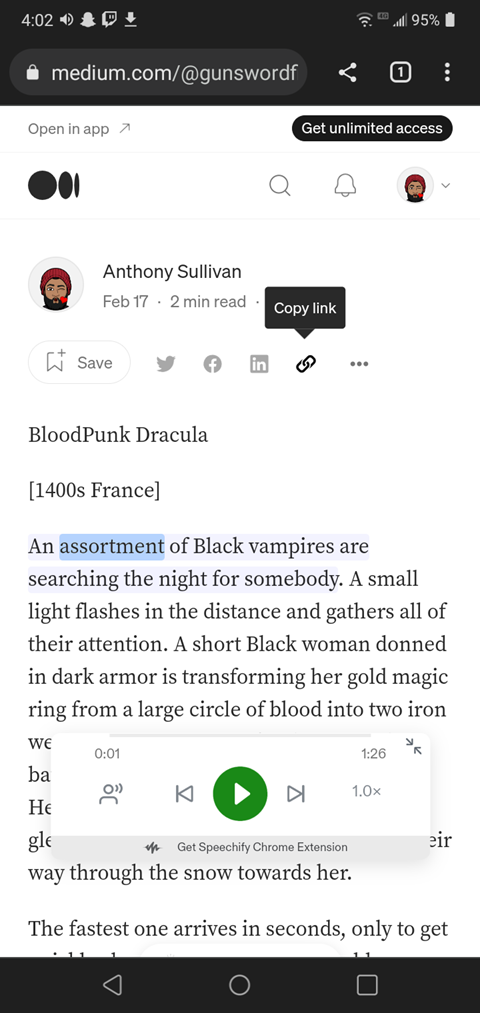 Check out my 1st Medium story, "BloodPunk Dracula"