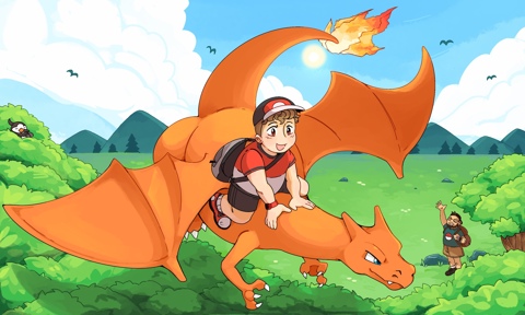 Pokémon & trainer+background full 