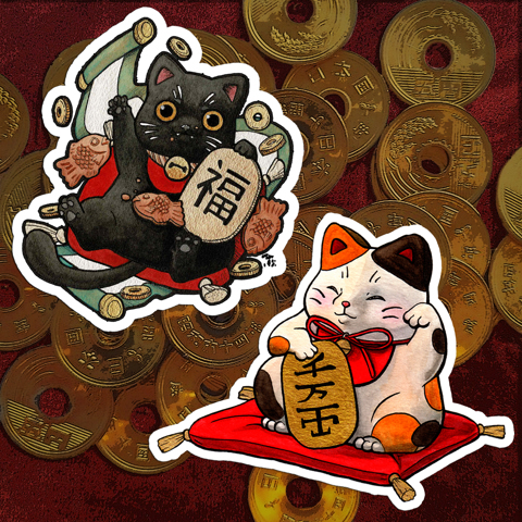 NEW Lucky Cat Stickers and Magnets!