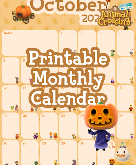 October Printable Calendar is on CrossingCharm!