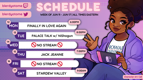 Twitch Streaming Schedule 6/11-17/2023