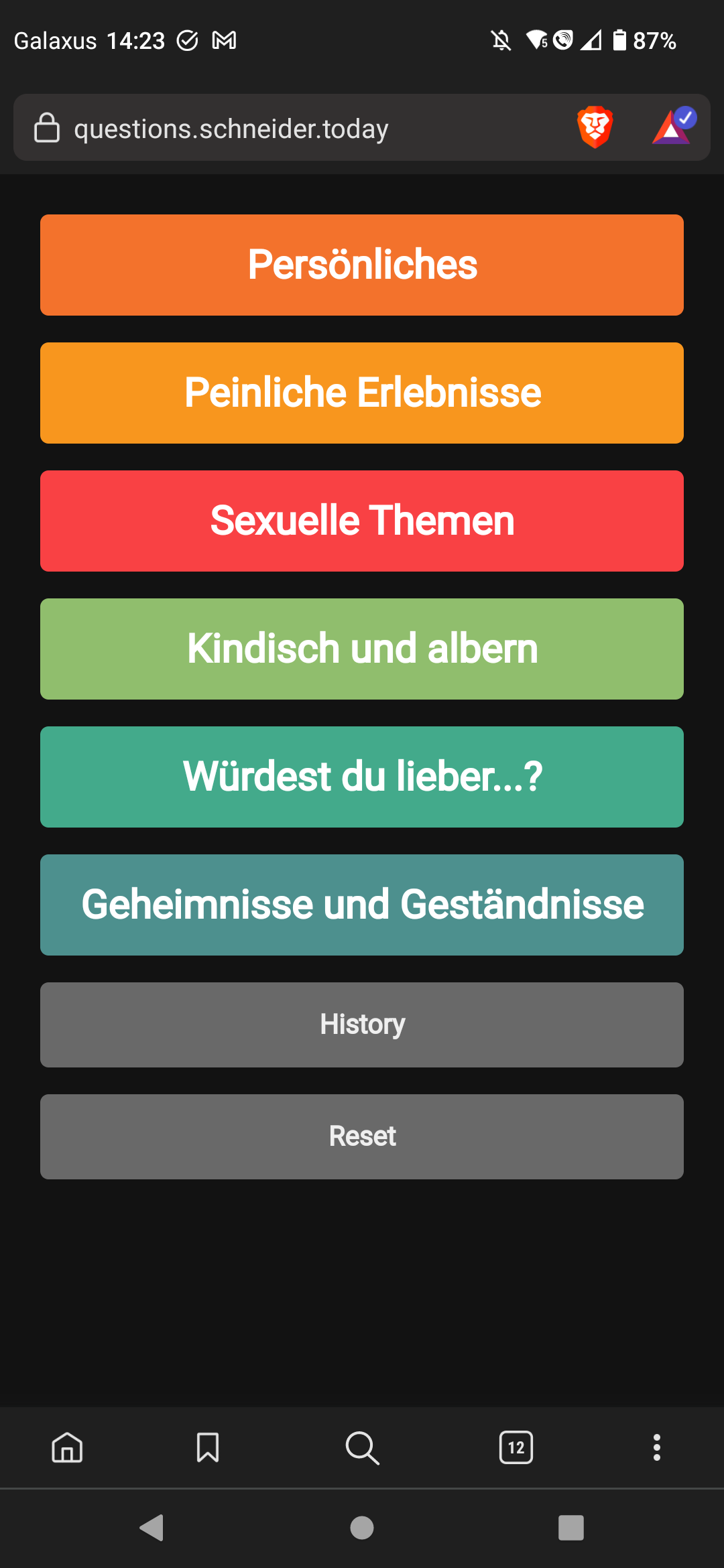 Question Cards app