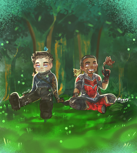 Sam y Bucky en el bosque ✨