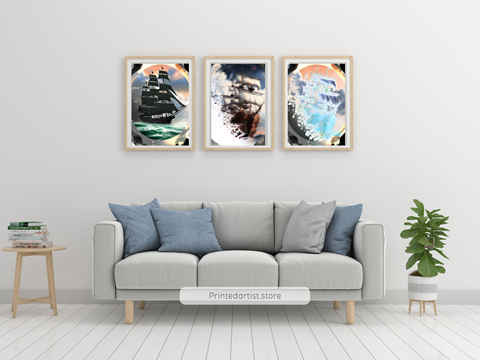Nautical Triptych Framed Wall Art: 