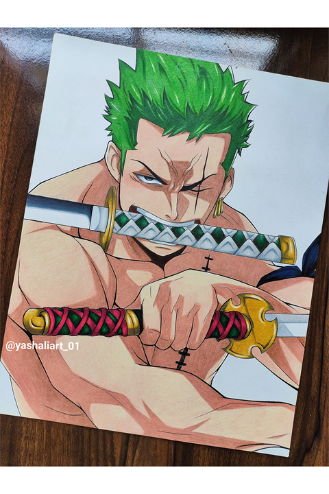 Zoro Original Illustration Anime Art Colored Pencil 