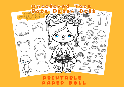 Printable Toca Boca Paper Doll and Clothes Activities for Kids Paper Crafts  for Kids Instant Digital Download 