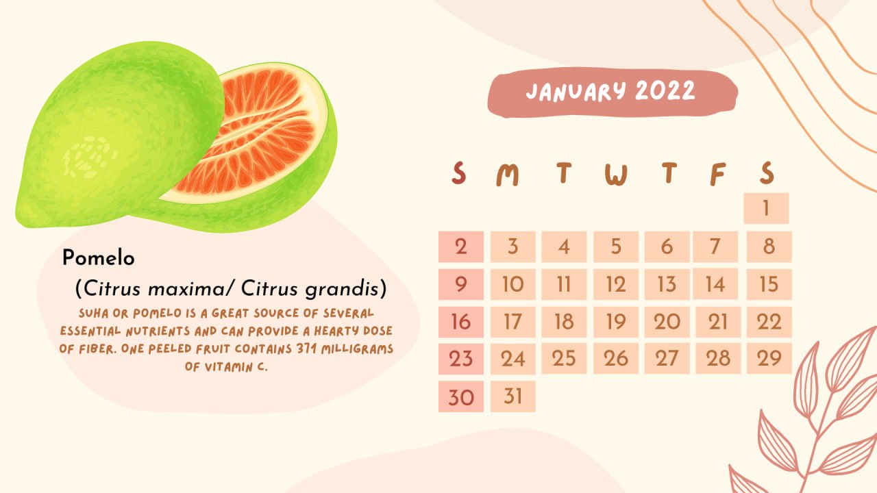 Your January 2022 Printable Fruit Calendar