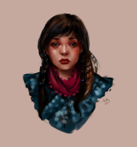 Braids and feathers - quick painting in paint tool