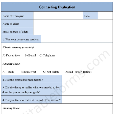 Counseling Evaluation Fillable PDF Template - Editable Forms's Ko-fi ...